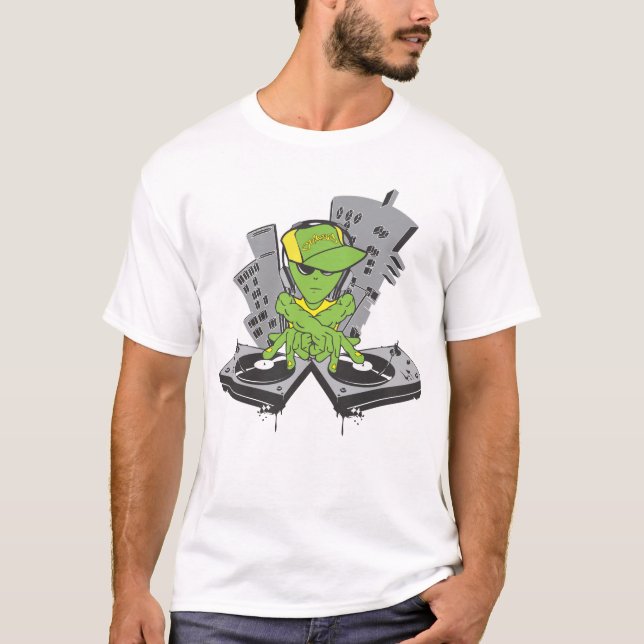 T-shirt Alien DJ en couleurs (Devant)