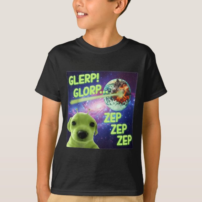 T-shirt Alien Dog Meme Glerp Glorp Funny Space Laser Gift  (Devant)