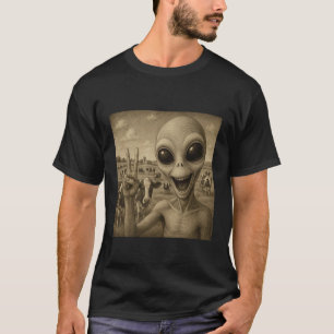 T-shirt Alien drôle de selfie avec vaches UFO Sci-Fi humou