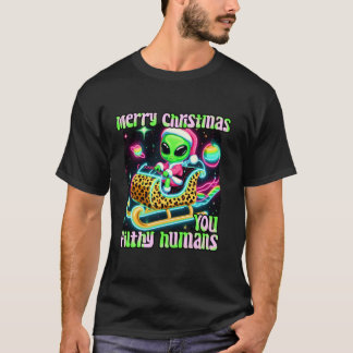 T-shirt Alien drôle Noël Noël Noël Noël femmes mignonne uf