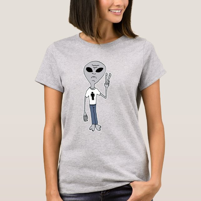 T-shirt Alien du panneau de la paix (Devant)