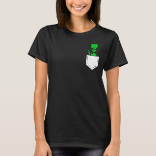 T-shirt Alien en Poche Peinte Vert Alien Paix Main Sig