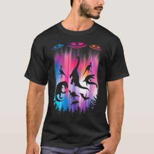 T-shirt Alien Enlèvement Dinosaure Soucoupe volante Ufo