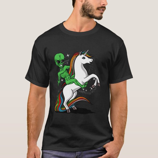 T-shirt Alien Espace équitation Unicorn Funny Ufo Garçons  (Devant)