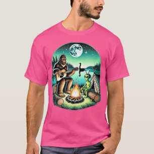 T-shirt Alien et Bigfoot Loch Ness Feu de camp Sasquatch G