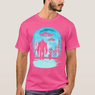 T-shirt Alien Et Bigfoot Lune Drôle