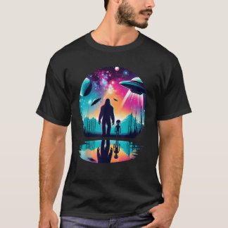 T-shirt ALIEN et BIGFOOT LUNE Hommes Femmes Filles Garçons