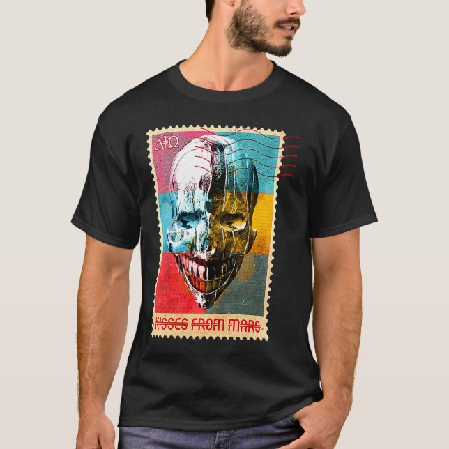 T-shirt Alien Et Mars Baisers Graphiques Ufo De Mars Stam (Devant)