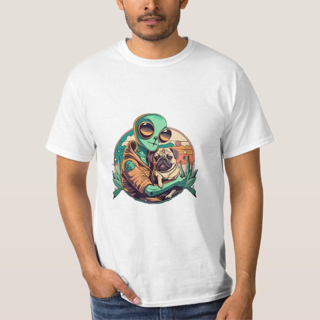 T-shirt Alien et Pug (Devant)