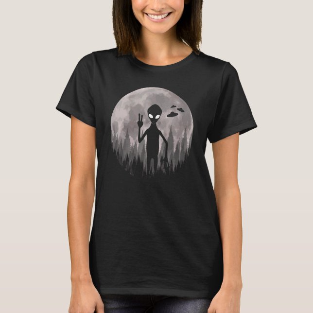 T-shirt Alien Et Ufos Graphic Moon Alien Extraterrestre (Devant)