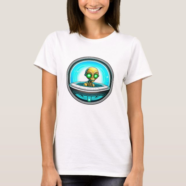 T-shirt Alien extra-terrestre volant un OVNI (Devant)