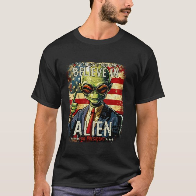 T-shirt Alien Funny Election 2024 Vote USA croire en OVNI (Devant)