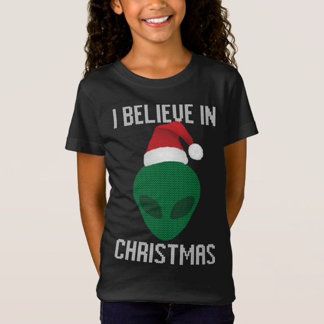 T-Shirt Alien Funny Ugly Christmas Sweer Party (Devant)