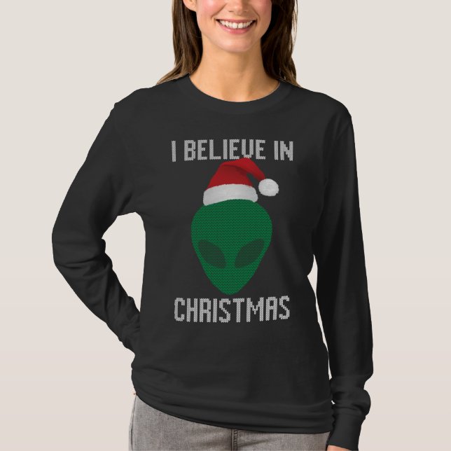 T-shirt Alien Funny Ugly Christmas Sweer Party (Devant)