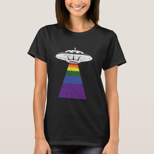 T-shirt Alien Gay pride d'enlèvement LGBT-Q Gaylien UFO Fi (Devant)