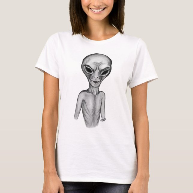 T-shirt Alien gris, je veux croire (Devant)