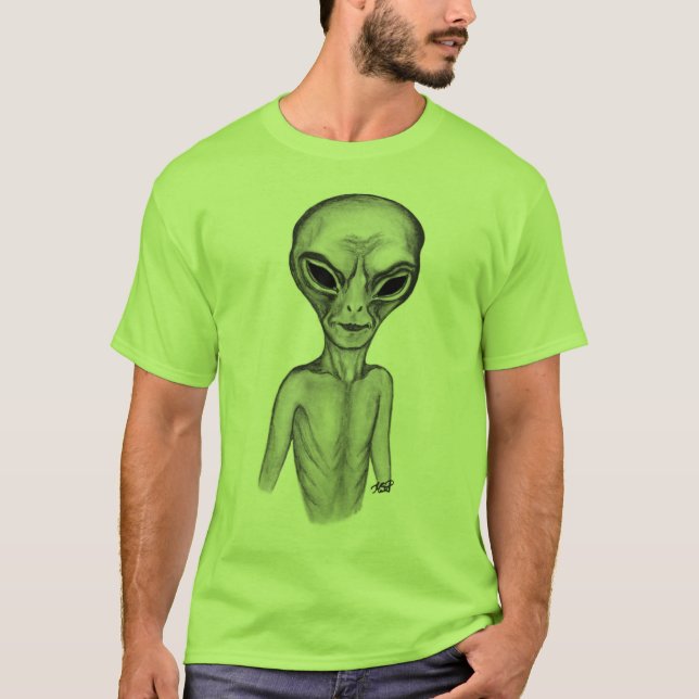 T-shirt Alien gris, je veux croire (Devant)