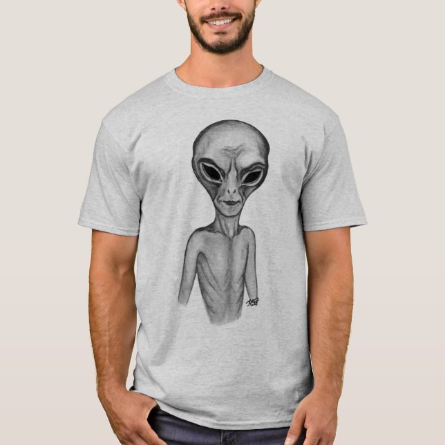 T-shirt Alien gris, je veux croire (Devant)