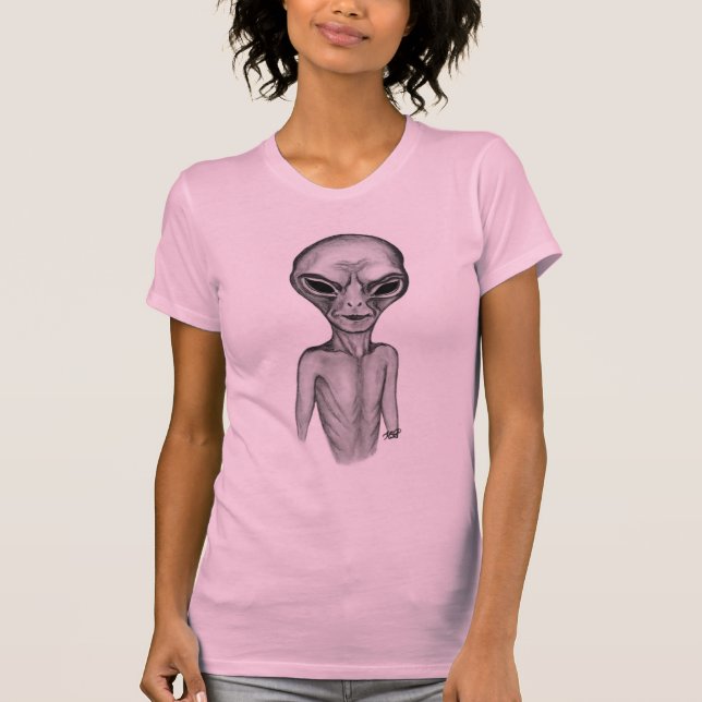 T-shirt Alien gris, je veux croire (Devant)