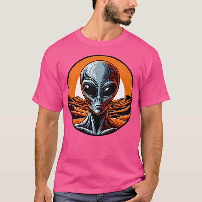 T-shirt Alien gris sur Mars (Devant)