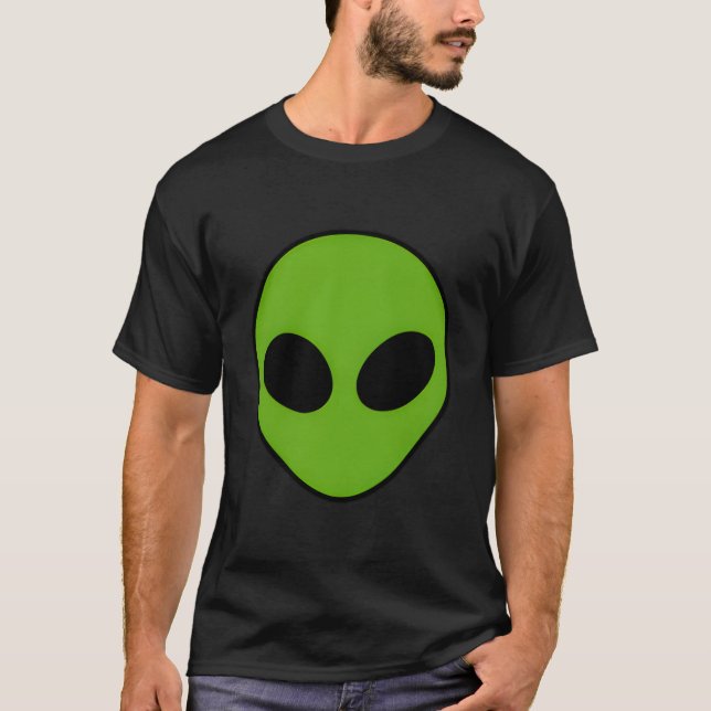 T-shirt Alien Head Extraterrestrial Green Alien (Devant)