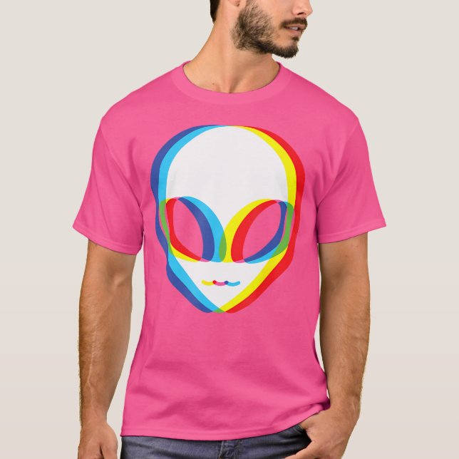 T-shirt Alien Head Glitch Ufo Alien Lover (Devant)