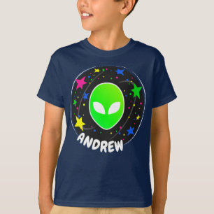 T-shirt Alien Head Space Cool Planet Stars Galaxy Nom