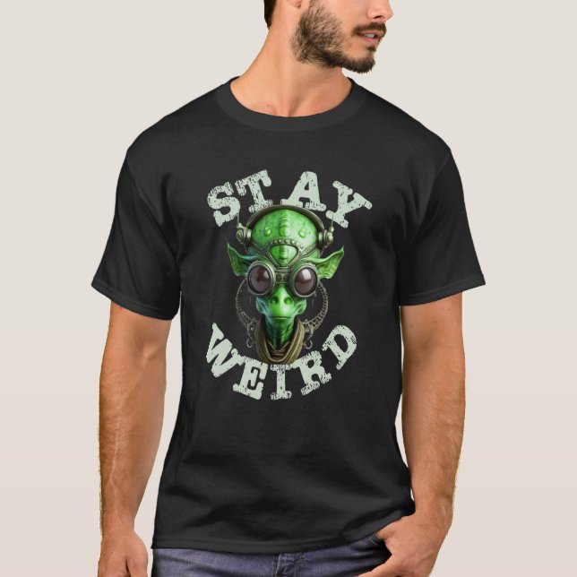 T-shirt Alien Head Trippy Stay Weird Techno Rave EDM Music (Devant)