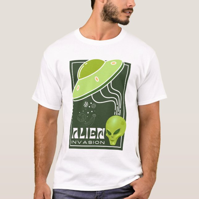 T-shirt Alien Invasion galaxie UFO (Devant)