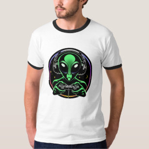 T-shirt Alien Jouant Aux Jeux Vidéo   Stellar Game Smasher