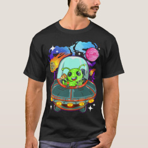 T-shirt Alien Manger Pizza dans Spacship UFO Lover Space T