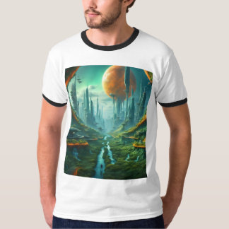 T-shirt Alien Nature & Futuriste Ville Surreal Sci-Fi Art