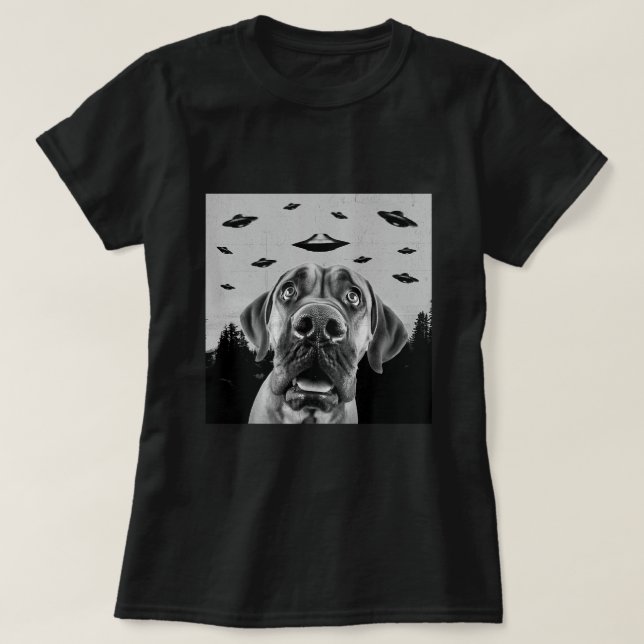 T-shirt Alien OVNI Drôle espagnol Mastiff Amoureux des chi (Design devant)