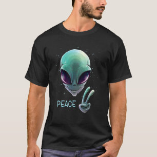 T-shirt Alien Paix Soupir Main Cool Espace Psyche futurist