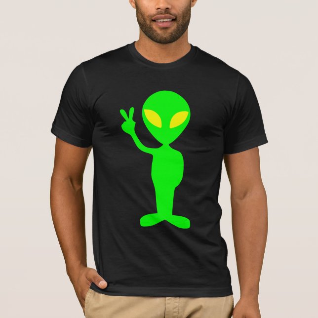 T-SHIRT ALIEN PEACE FUNNY (Devant)