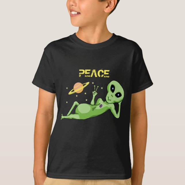 T-shirt Alien Peace Hanes TAGLESS® (Devant)