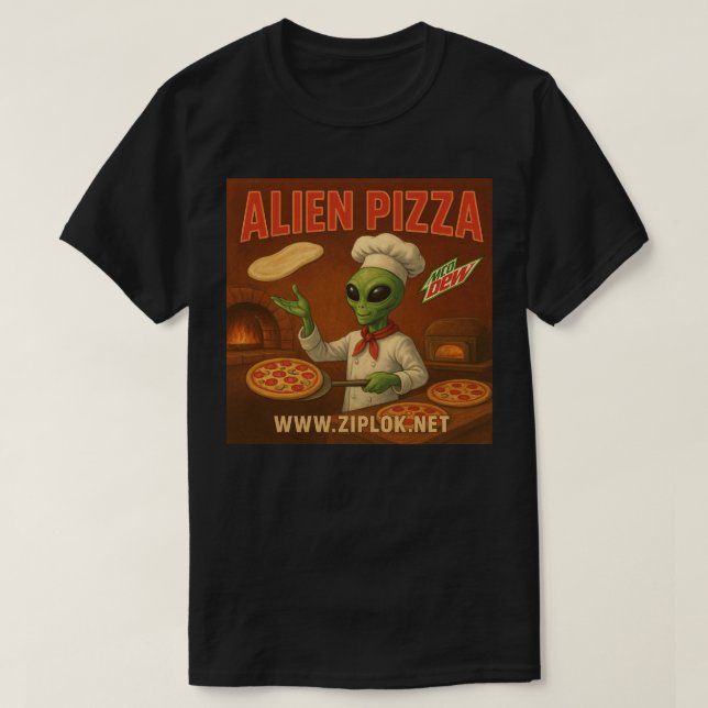 T-Shirt Alien Pizza (Design devant)