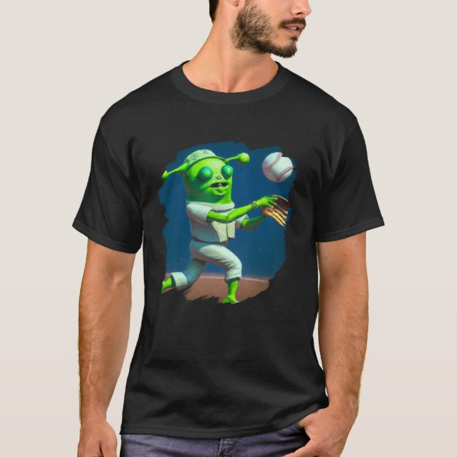 T-shirt Alien Playing Baseball  Aliens Baseball (Devant)