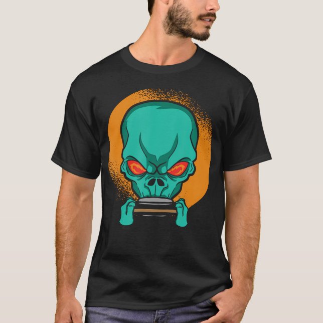 T-shirt Alien Playing The Harmonica - Harmonica Player Mus (Devant)