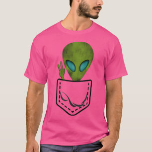 T-shirt Alien Pocket Cool Funny Mignonne Paix Ufo Cadeau