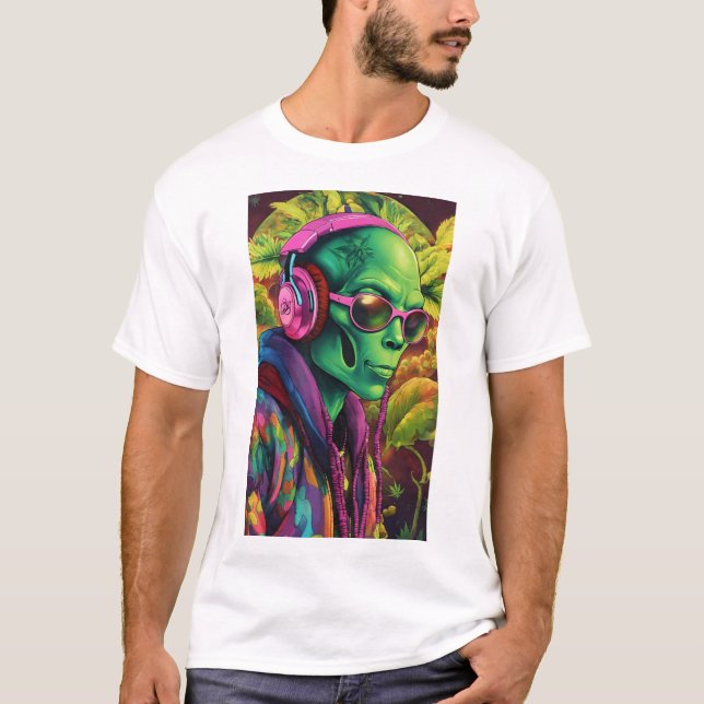 T-shirt Alien rebelle cosmique : Rock, Beats et un psychéd (Devant)