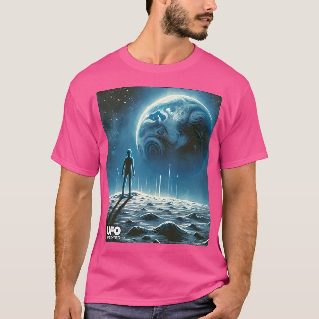T-shirt Alien Regardant Une Planète Inconnue (Devant)