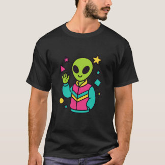 T-shirt Alien Rétro en Veste Néon | Art Vectoriel Sci-Fi 8