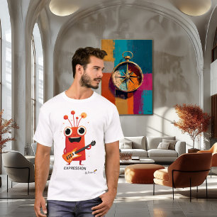 T-shirt Alien Rouge avec Guitare   EXPRESSION - Par Design