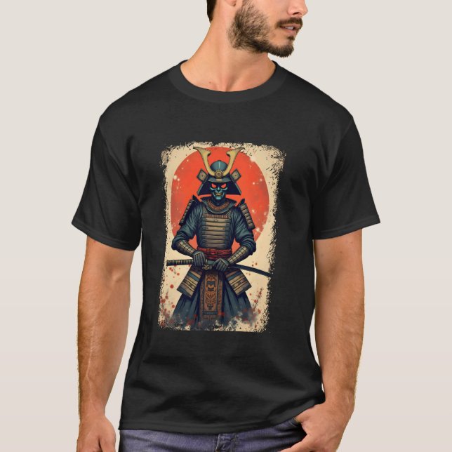 T-Shirt Alien Samurai Design Sci-Fi Japonais Vêtem (Devant)