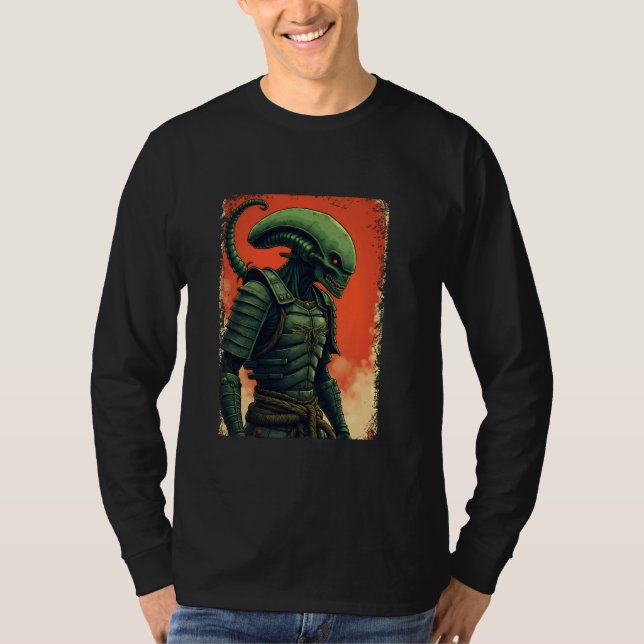 T-shirt Alien Samurai Tee Japonais Sci-Fi Design Apparel U (Devant)