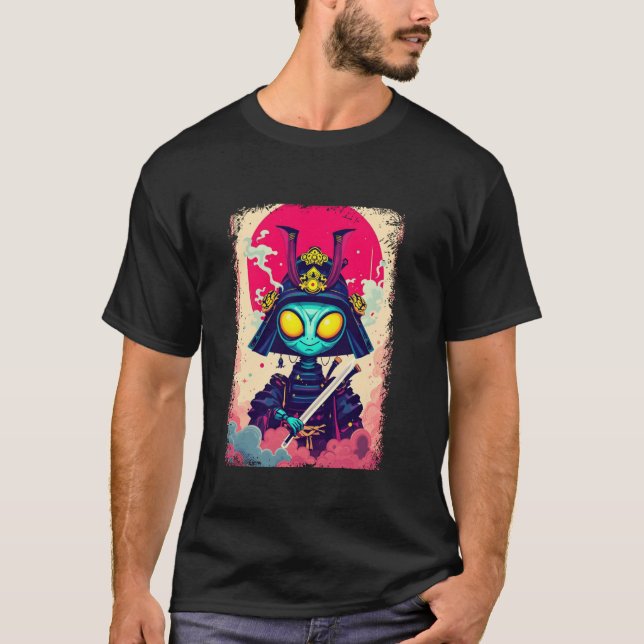 T-shirt Alien Samurai tenue japonaise Sci-Fi U (Devant)