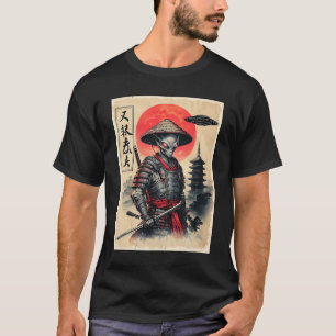 T-shirt Alien Samurai UFO japonais Vintage Graphisme Ukiyo