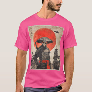 T-shirt Alien Samurai Ufo Vintage japonais Ukiyo-E