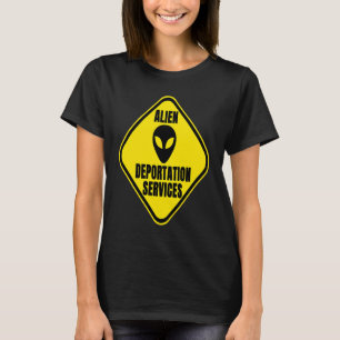 T-shirt Alien Service de déportation UFO Road Sign Humour